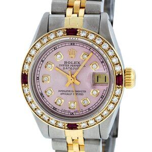 Rolex ladies two tone ice pink 18 karat gold diamond and Ruby
Ladies, watch